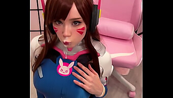 Kompilace Výstřiků: Tiktoker Dívka Cosplay D.Va A Kouří Penis Až Do Obličeje