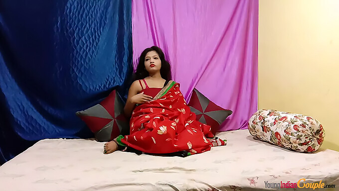 ¡la Chica India Amateur En Sari Rojo Llega Al Orgasmo Con El Juego De Dedos! ¡no Te Pierdas Esta Escena Caliente!